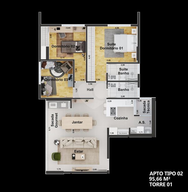 Apartamento 95m² 2