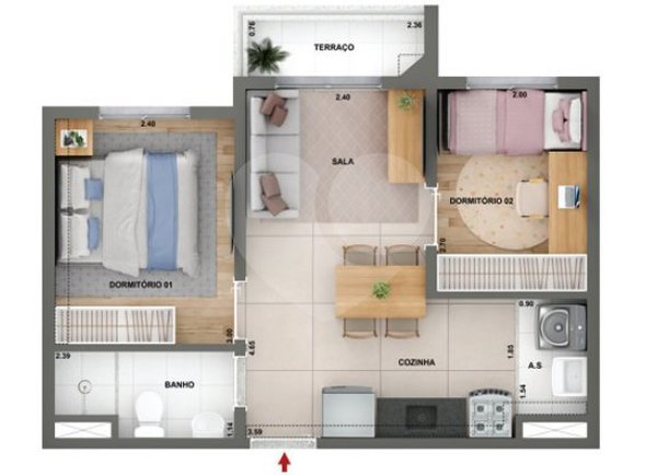 Apartamento 37m² 3