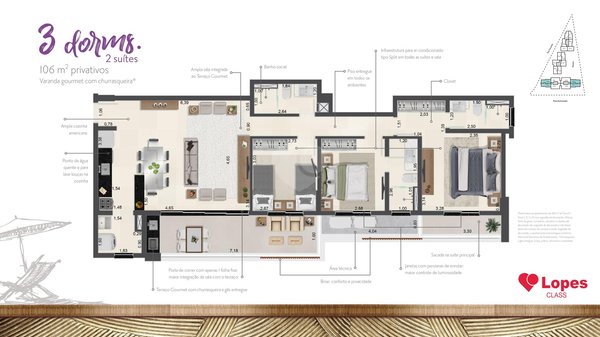 Planta Apartamento 105m²