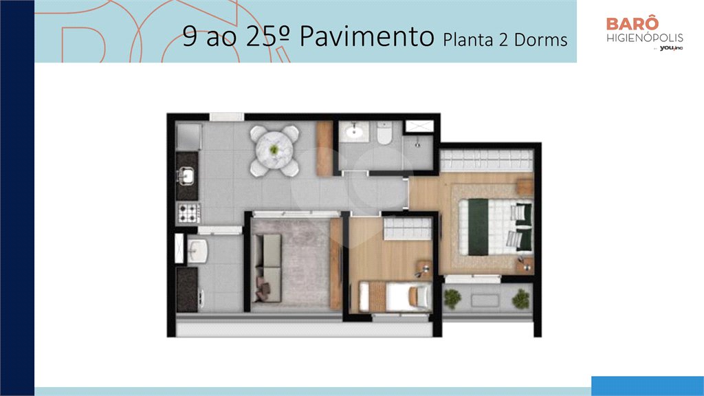 Studio 25 m² – Barô Higienópolis by You, inc | São Paulo
