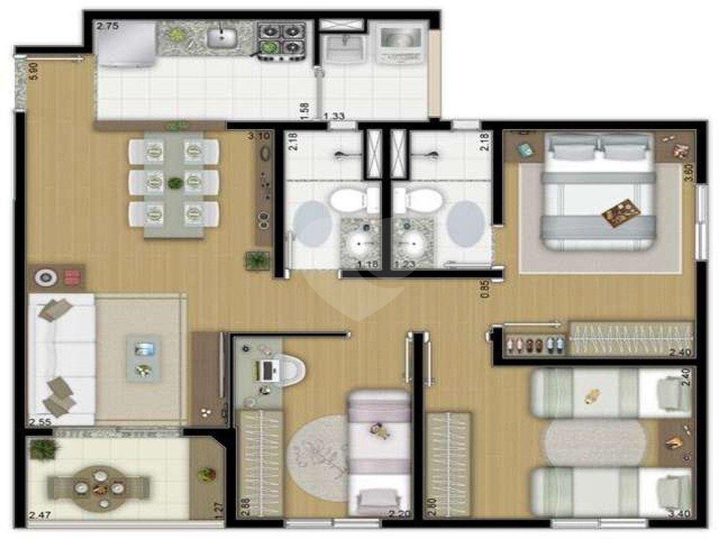 Apartamento à venda com 3 quartos, sendo 1 suíte,  em Jardim Caboré, São Paulo, SP