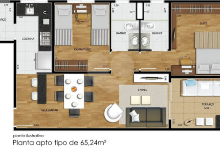 Apartamento à venda com 2 quartos, sendo 1 suíte, em Vila Galvão, Guarulhos, SP