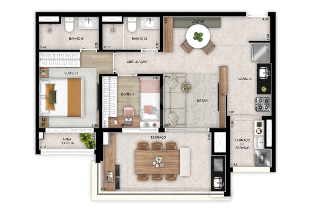 Apartamento à venda com 2 quartos, sendo 1 suíte, em Tatuapé, São Paulo, SP