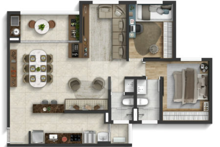 Apartamento à venda com 2 quartos, sendo 1 suíte, em Vila Espírito Santo, Sorocaba, SP