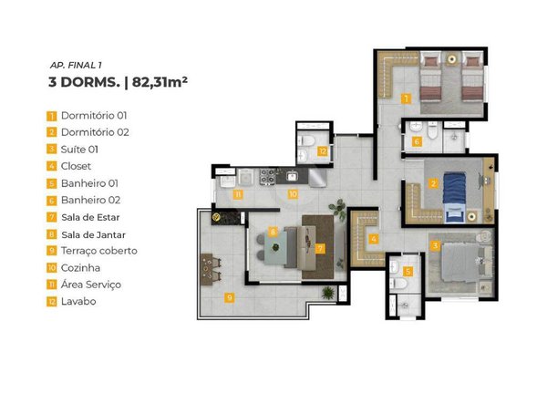 Apartamento 82m² 3