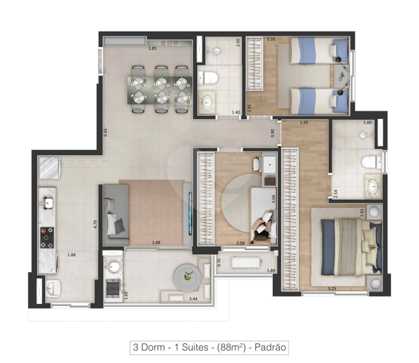 Apartamento à venda com 2 quartos, sendo 1 suíte, no Centro, Sorocaba, SP