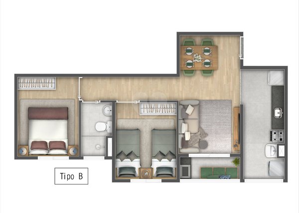Apartamento 47m² 2