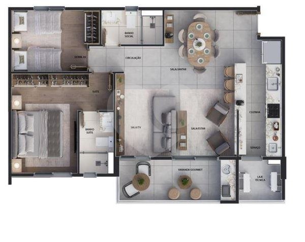 Planta Apartamento 74m²