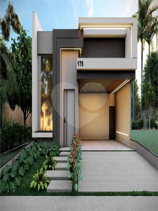 Casa Térrea Evidências - Indaiatuba/SP - Quadra D Lote 15 - Área Total 308,35 m² - Área Construída 201,81 m² - TÉRREA - 03 suítes sendo a master com closet; Escritório; Lavabo; Cozinha com cooktop, forno, micro-ondas e coifa; Móveis planejados na hall de entrada, sala, escritório, cozinha, gourme