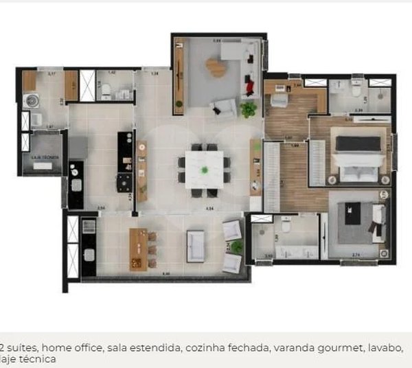 Planta Apartamento 116m²