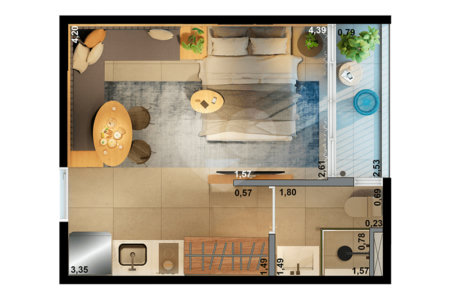 Studio à venda com 24,01m² – Nurban Santa Cecília (em obras)