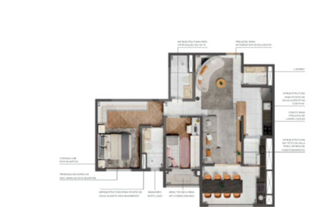 Apartamento 75m² no Palazzo Mooca | 2 Dorms | 1 Vaga | Terraço Gourmet