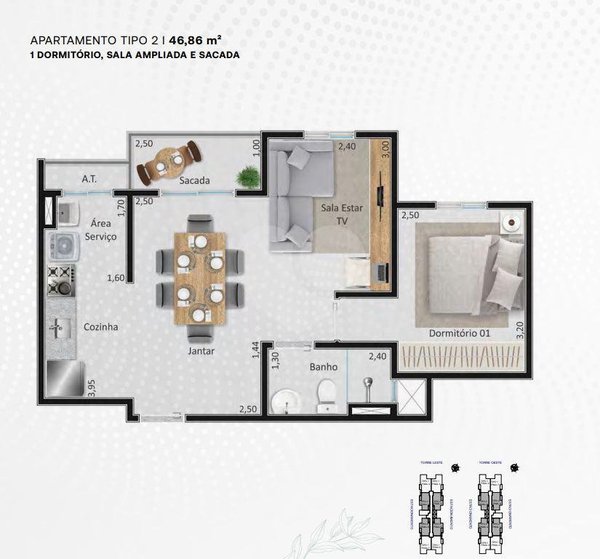 Planta Apartamento 46m²