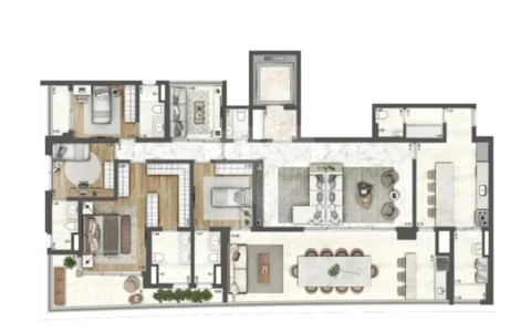 Apartamento 232M2 com 4 suítes, 4 vagas em condomínio com lazer completo de alto padrão