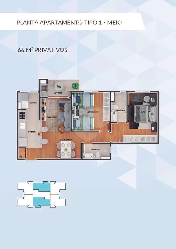 Planta Apartamento 66m²