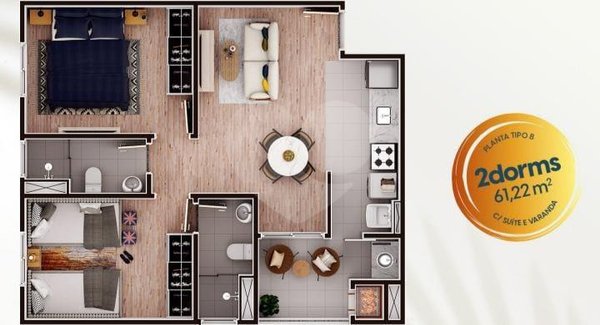 Apartamento 61m² 1