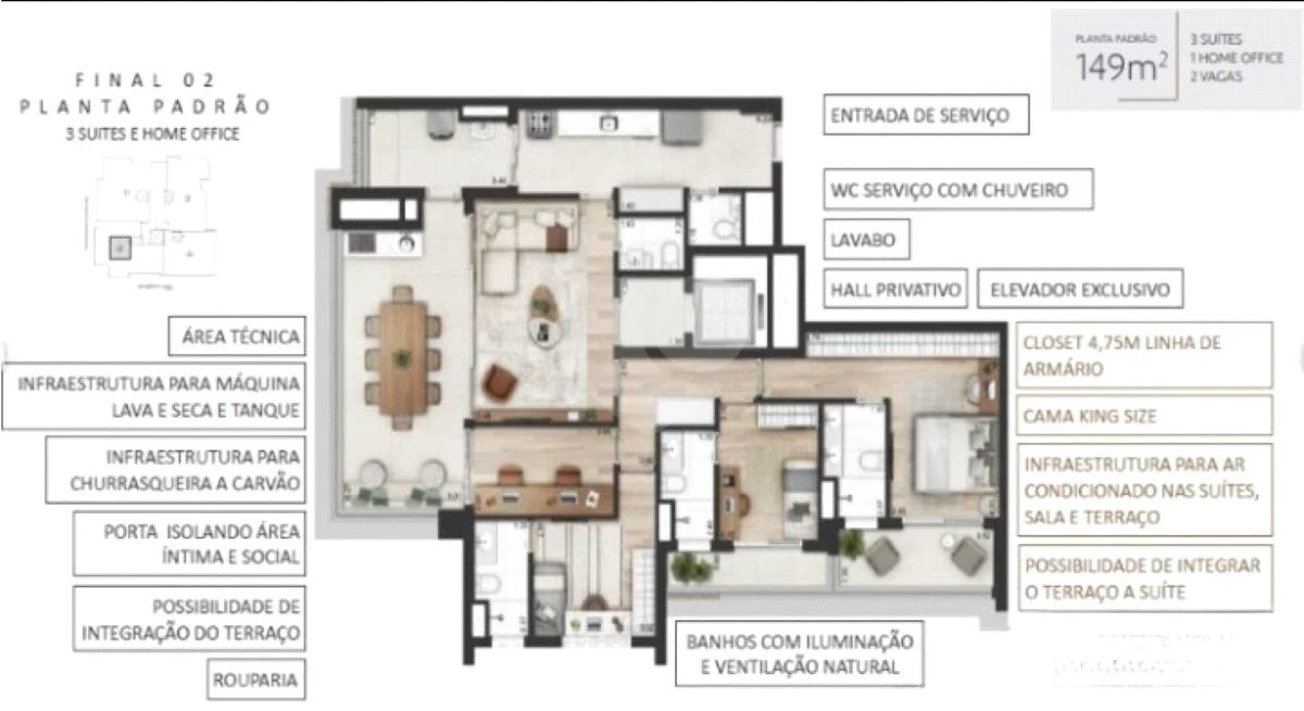 Apartamento Novo, 149m na Vila Clementino - Vista para o Ibirapuera