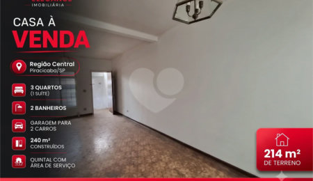 Casa à venda com 4 quartos, sendo 1 suíte,  no Centro, Piracicaba, SP
