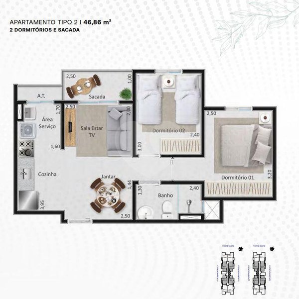 Planta Apartamento 46m²