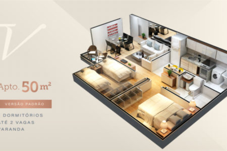 Apartamento à venda com 2 quartos, sendo 1 suíte, em Parque Santos Dumont, Votorantim, SP