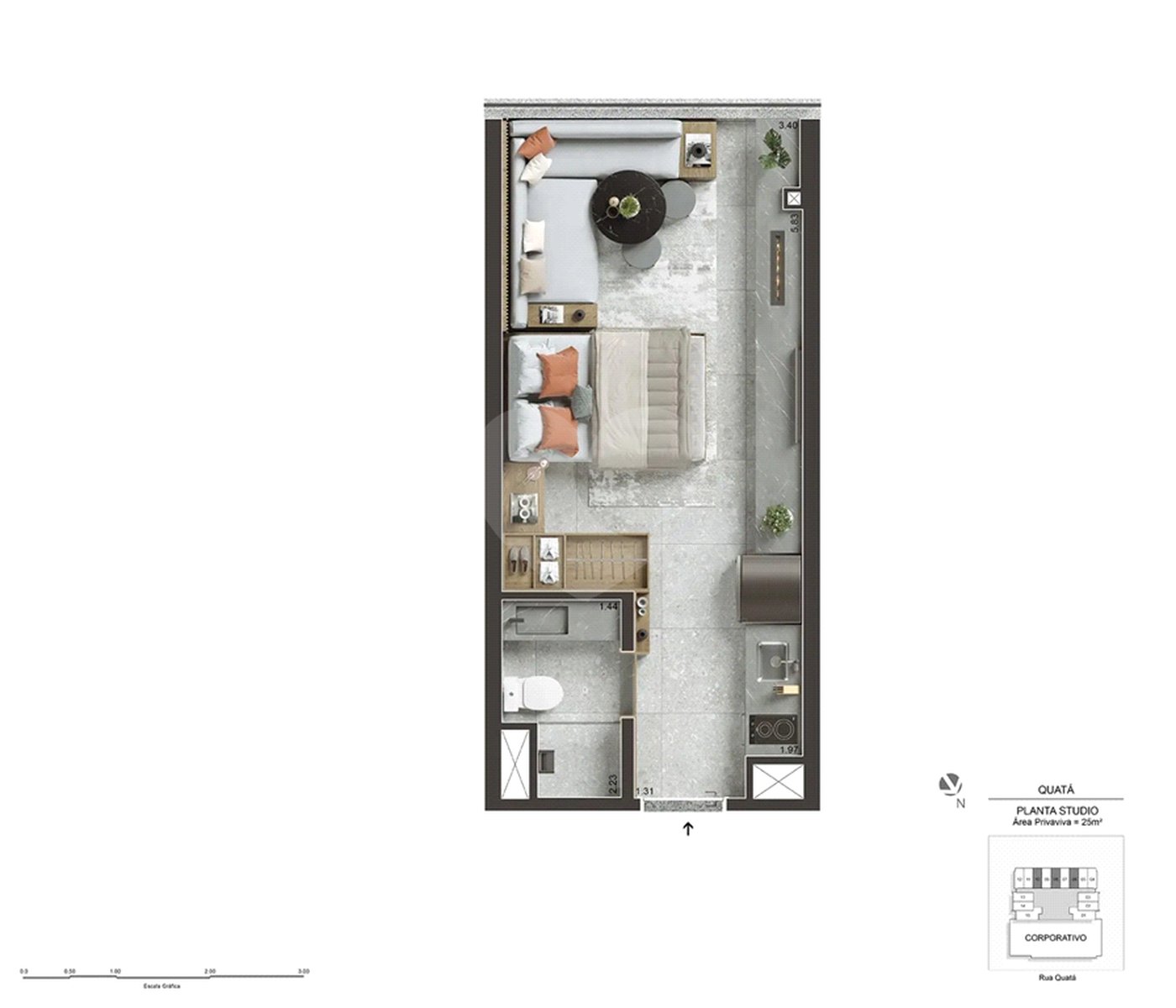 Apartamento à venda com 1 quarto em Vila Olímpia, São Paulo, SP