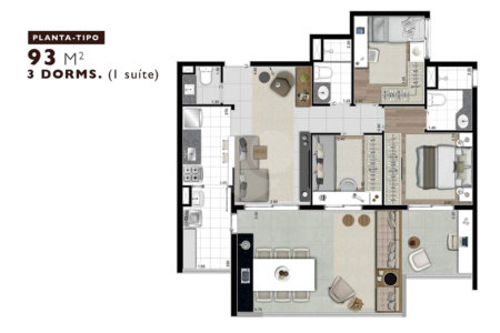 Apartamento à venda com 3 quartos, sendo 1 suíte, em Barra Funda, São Paulo, SP