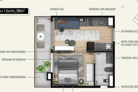Apartamento à venda com 1 quarto em Pinheiros, São Paulo, SP