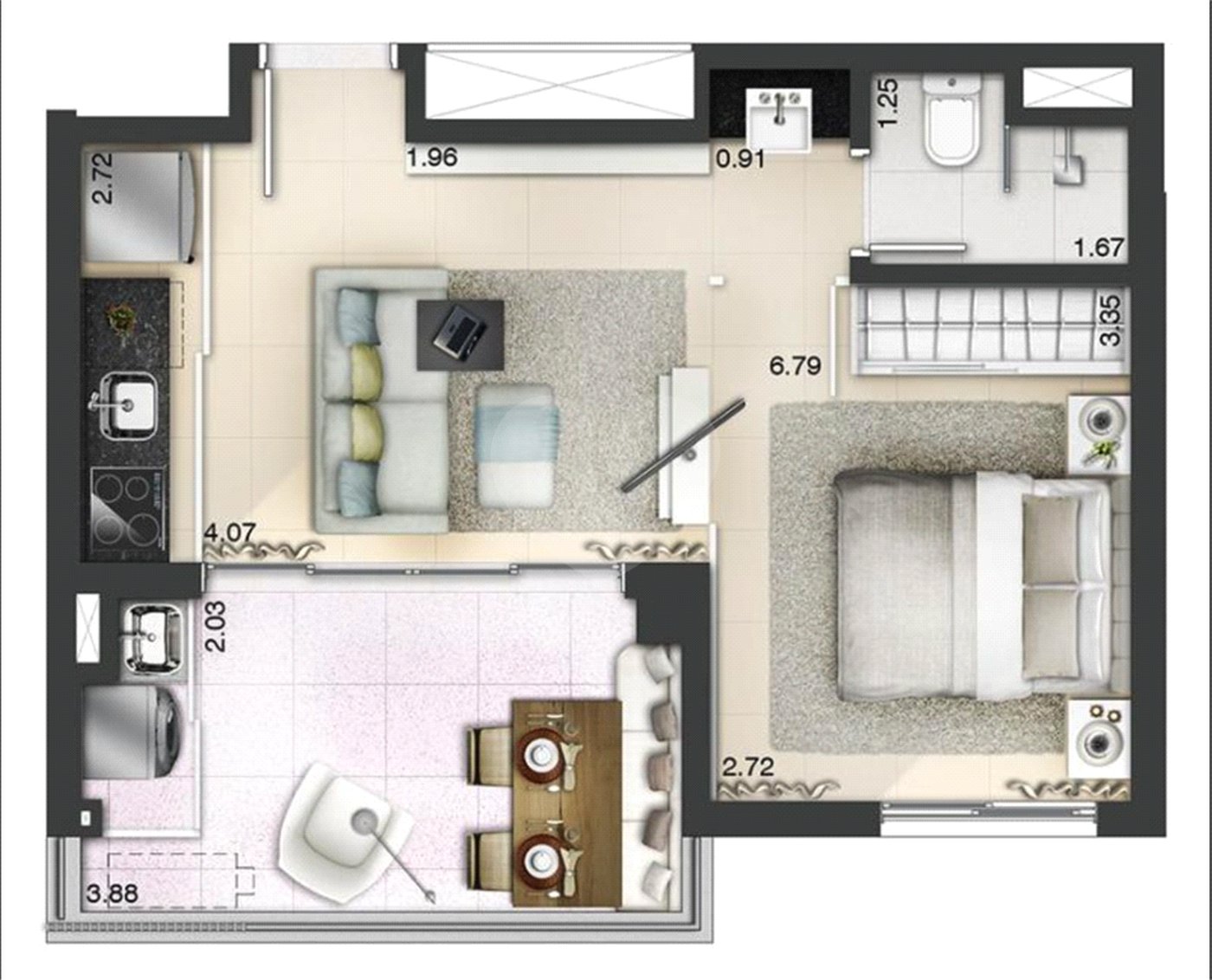 Apartamento à venda com 1 suíte em Cidade Monções, São Paulo, SP