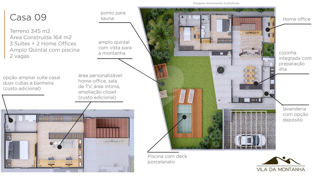 Casa em condomínio com vista para a montanha