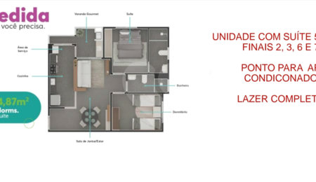Apartamento à venda com 2 quartos, sendo 1 suíte, em Vila Cintra, Mogi das Cruzes, SP