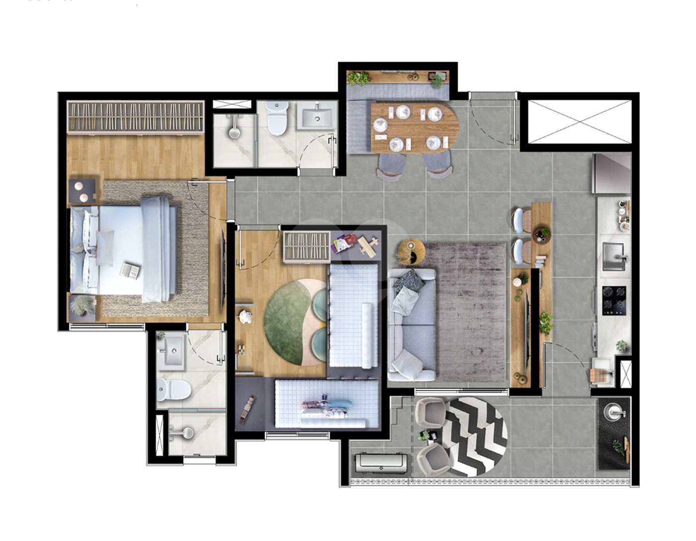 Apartamento à venda com 2 quartos, sendo 1 suíte, em Jardim Terceiro Centenário, Atibaia, SP