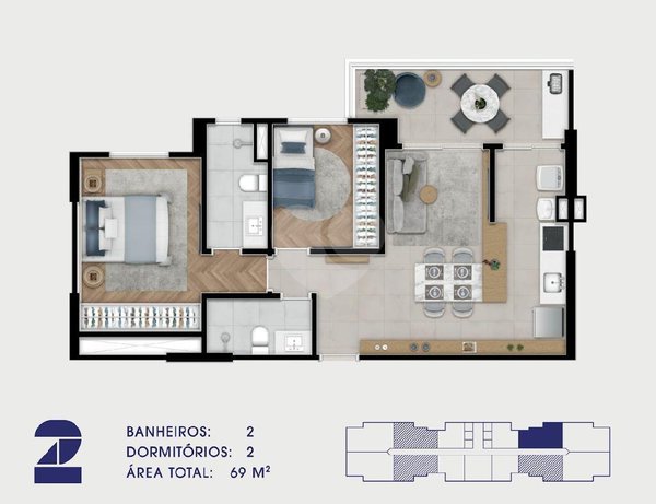 Apartamento 69m² 2
