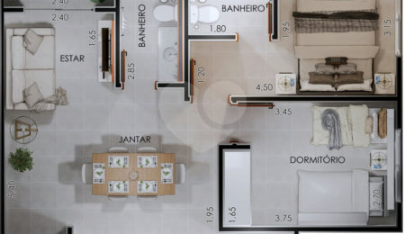 Apartamento à venda com 2 quartos, sendo 1 suíte,  no Centro, Porto Feliz, SP