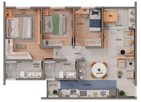 Apartamento 74m² 6