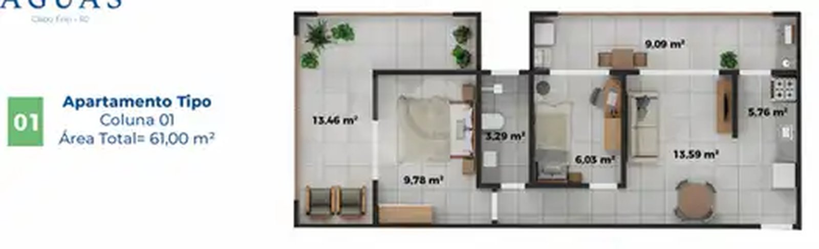 Apartamento 61m²
