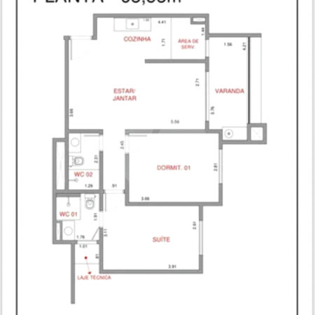Apartamento com 68 m² de área privativa no Edifício Carraro Vértice