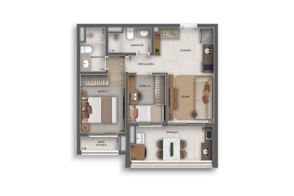 Apartamento 53m² 2
