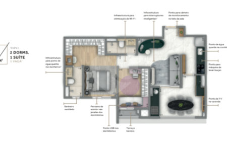 Apartamento com 68 m2, 2 dorms, 1 vaga no Alto da Moóca