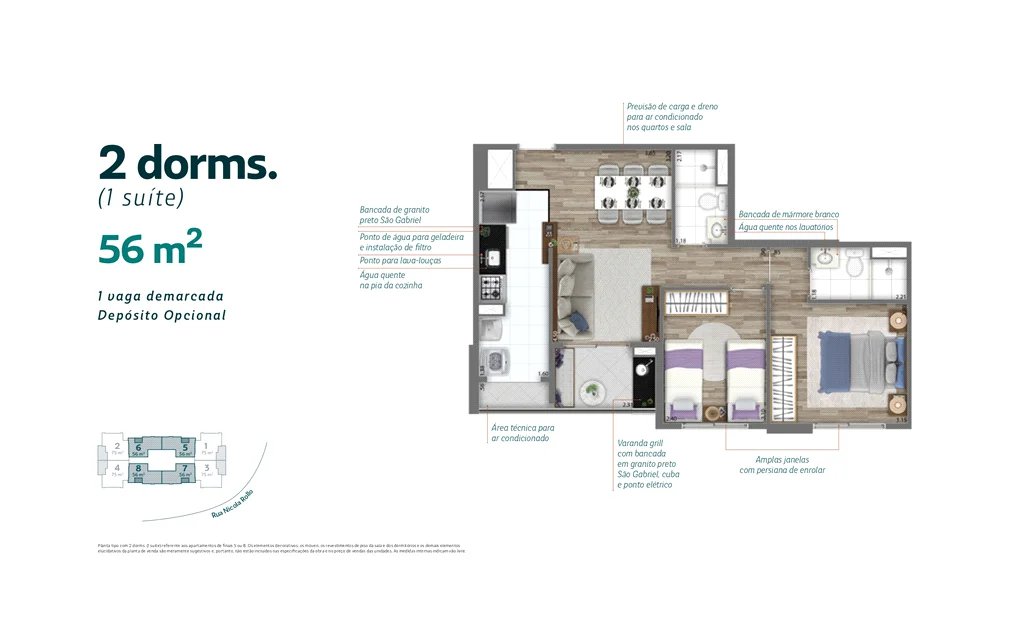 Apartamento à venda com 2 quartos, sendo 1 suíte,  em Vila Andrade, São Paulo, SP