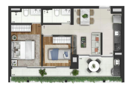Apartamento à venda com 2 quartos, sendo 1 suíte,  em Campo Belo, São Paulo, SP
