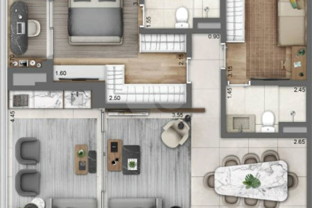 Apartamento à venda com 2 quartos, sendo 1 suíte, em Perdizes, São Paulo, SP