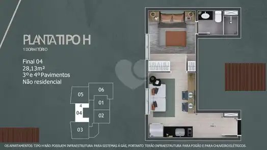 Planta Apartamento 28m²