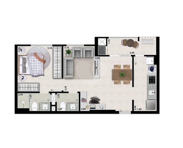 Apartamento 52m² 2