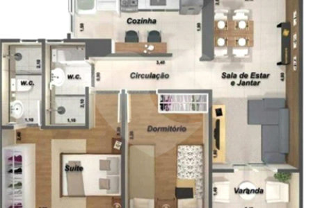 Apartamento à venda com 2 quartos, sendo 1 suíte, em Vila Guilherme, Votorantim, SP