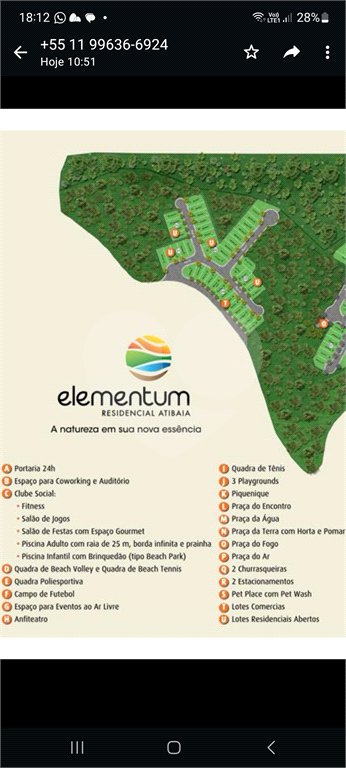 Terreno à venda no condomínio Elementum Residencial Atibaia, Atibaia - SP