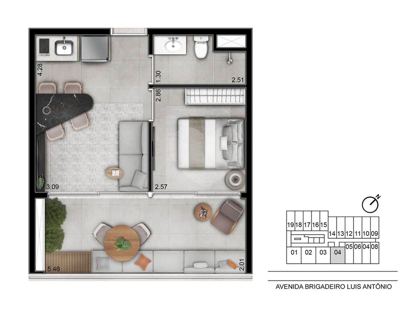 Apartamento à venda com 1 quarto em Jardim Paulista, São Paulo, SP