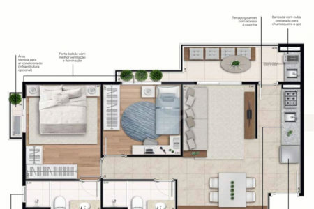 Apartamento à venda com 2 quartos, sendo 1 suíte, em Vila Paulicéia, São Paulo, SP