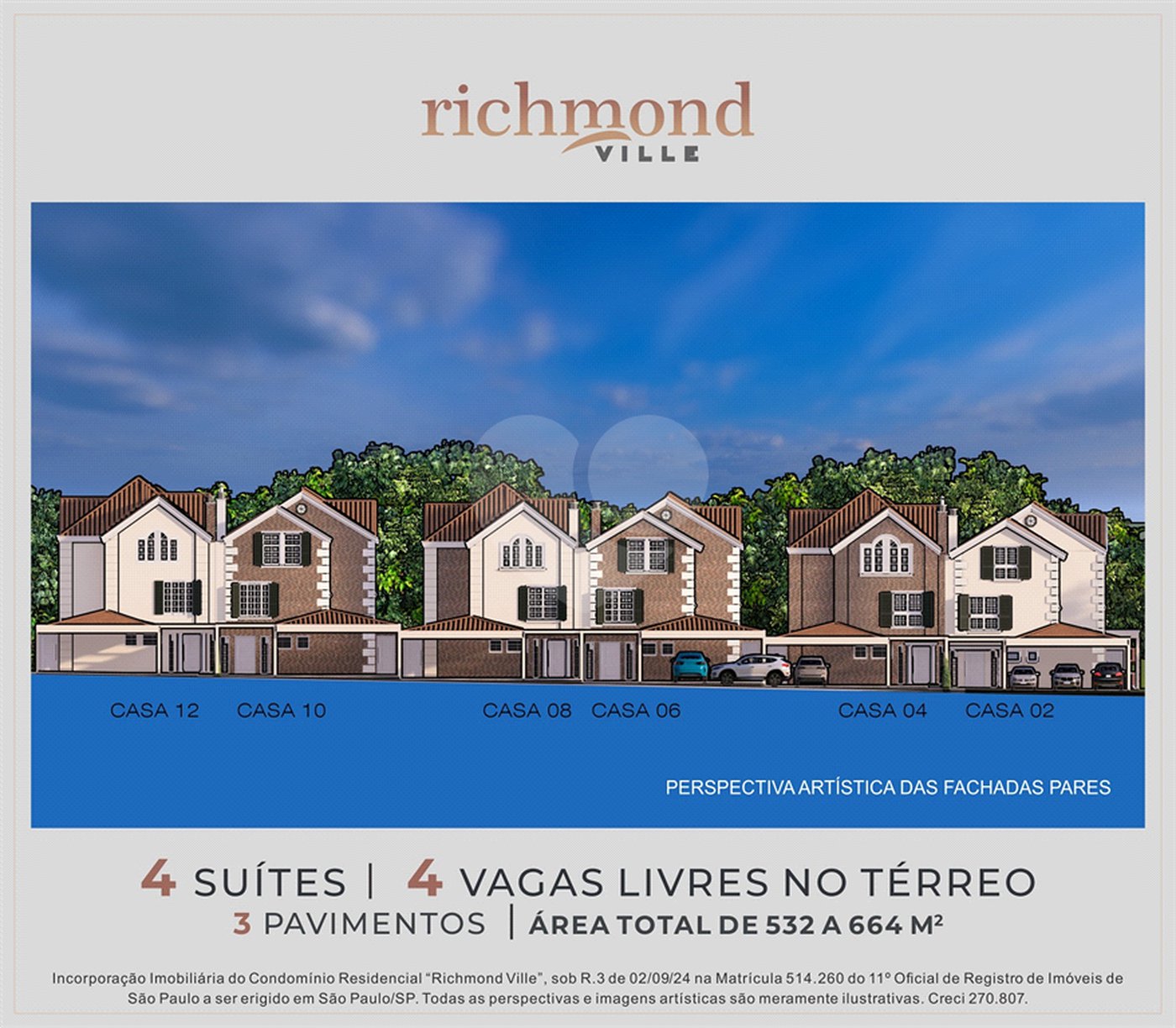 Casa à venda com 4 suítes no condomínio Richmond Ville, São Paulo - SP