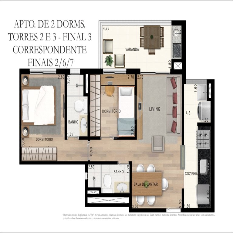 Apartamento à venda com 2 quartos, sendo 1 suíte,  em Campo Grande, São Paulo, SP