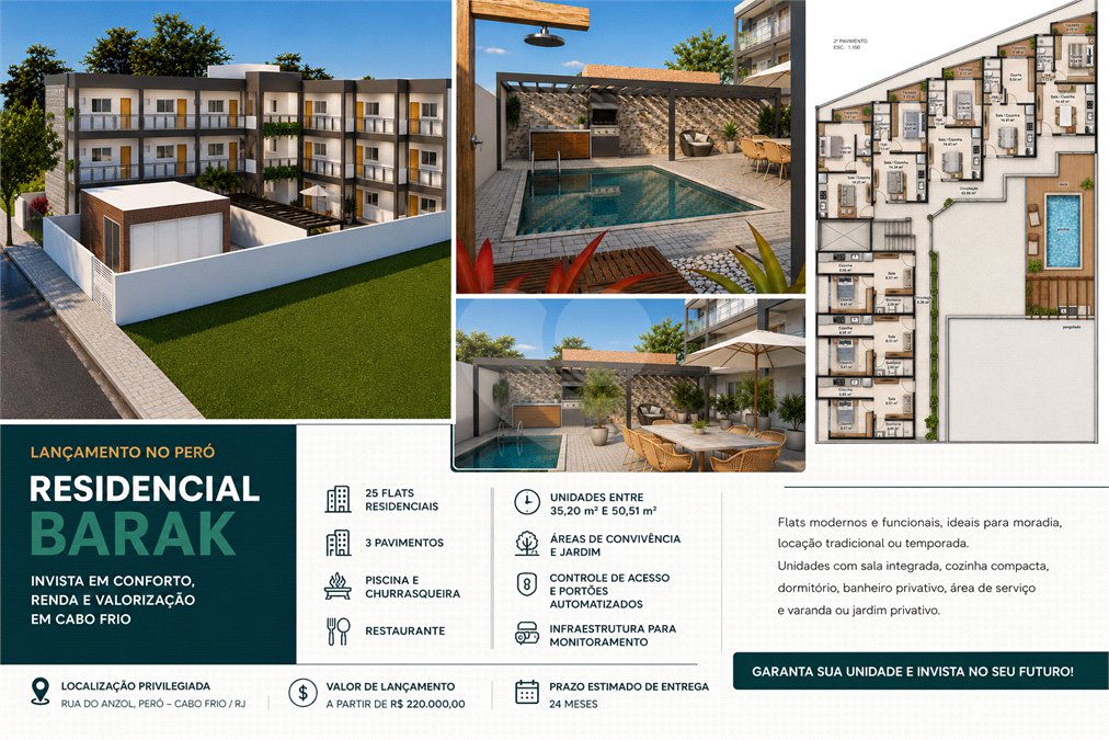 Flat à venda com 1 quarto em Peró, Cabo Frio, RJ